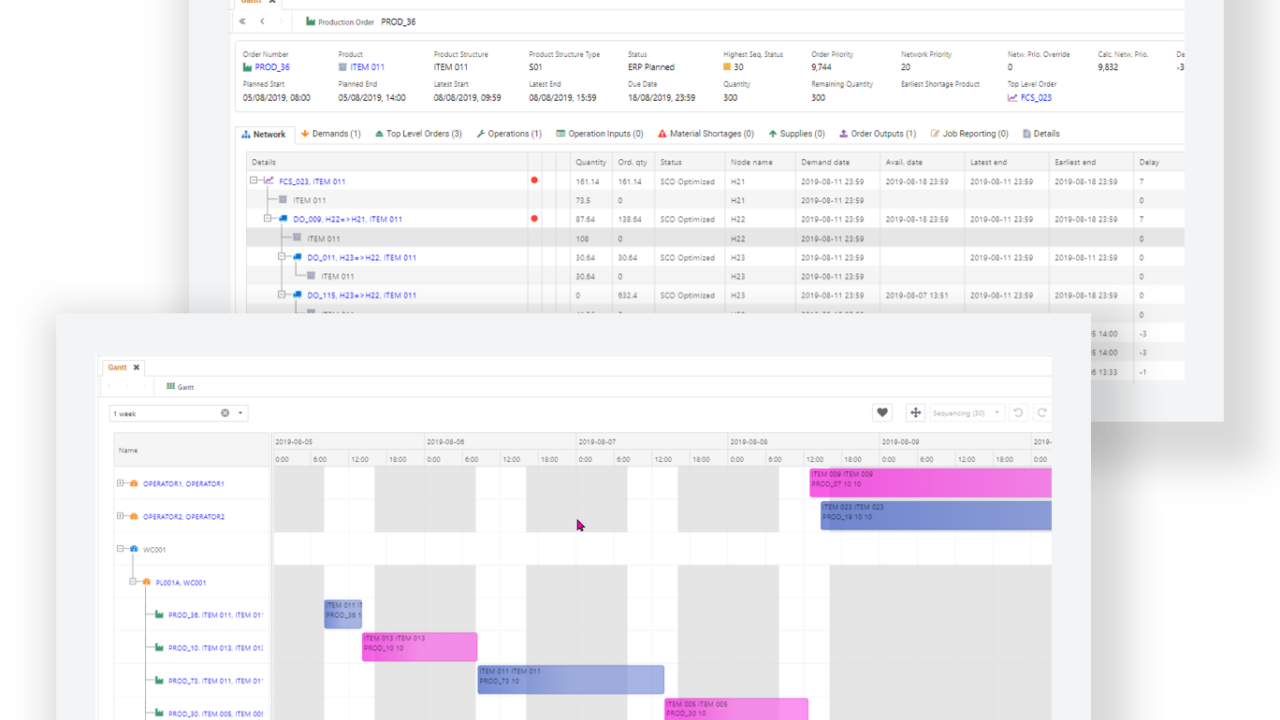 Production Scheduling Screens - Optimity Software