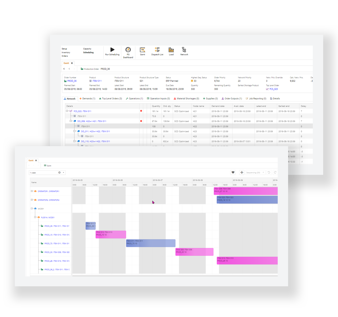 Production Scheduling Screens - Optimity Software