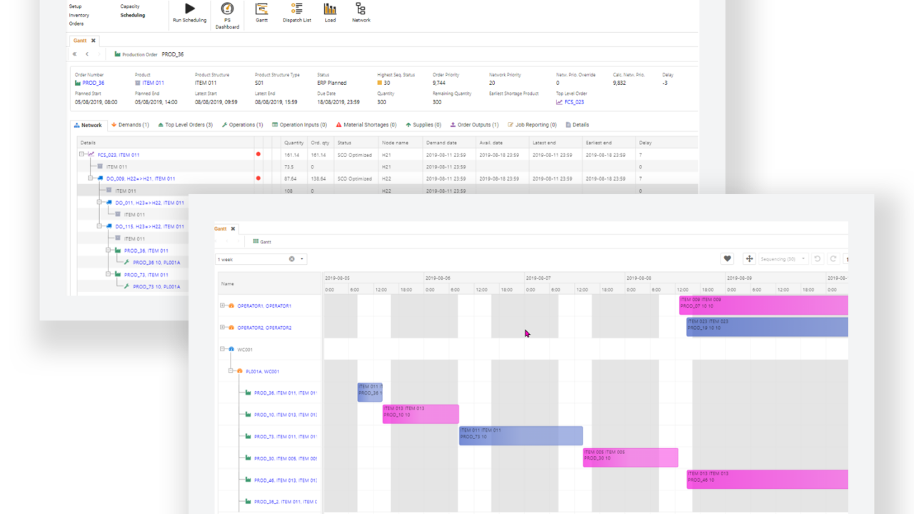 Production Scheduling Screens Optimity Software